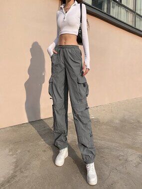 Cargo Joggers Pants Multiple Pockets Baggy Loose Casual Trousers